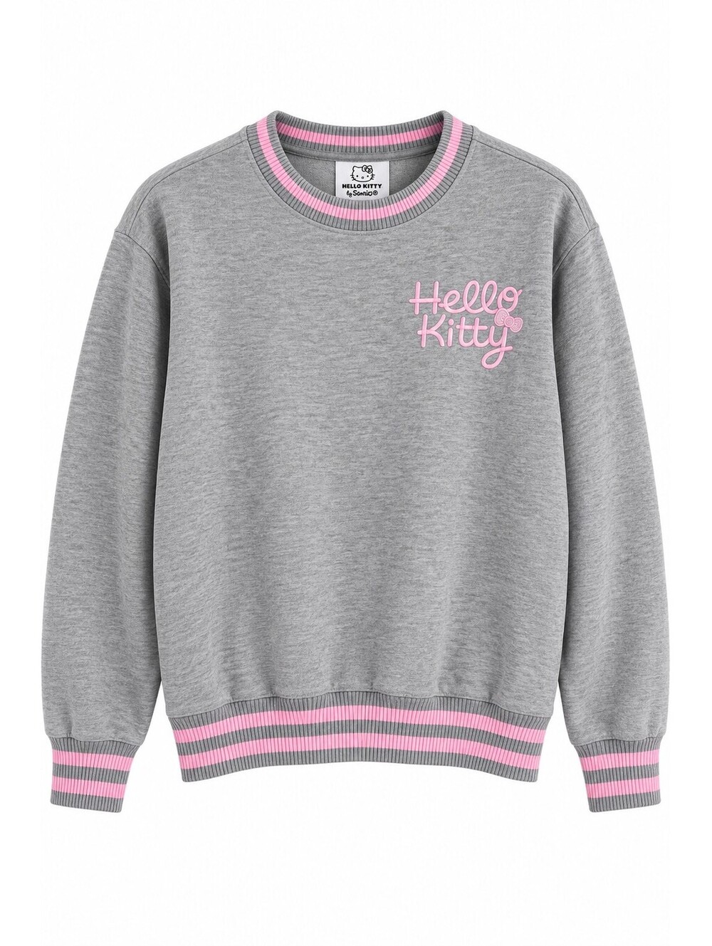 Hello Kitty Sanrio Women’s XS Gray Pink Crewneck Sweatshirt Bioworld Y2K